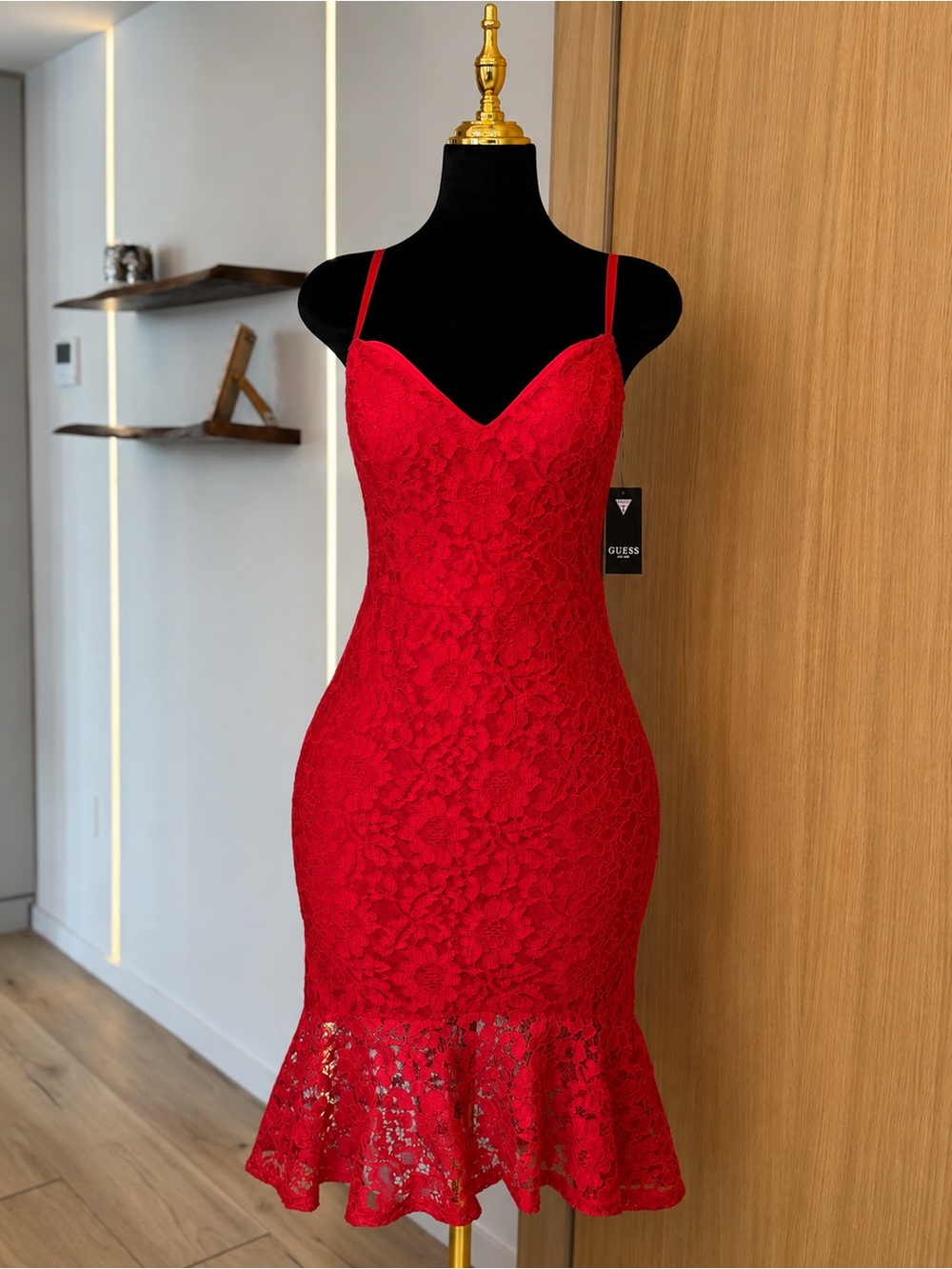 Guess Scarlet Lace Mermaid Midi Dress | Femme Fatale Muse